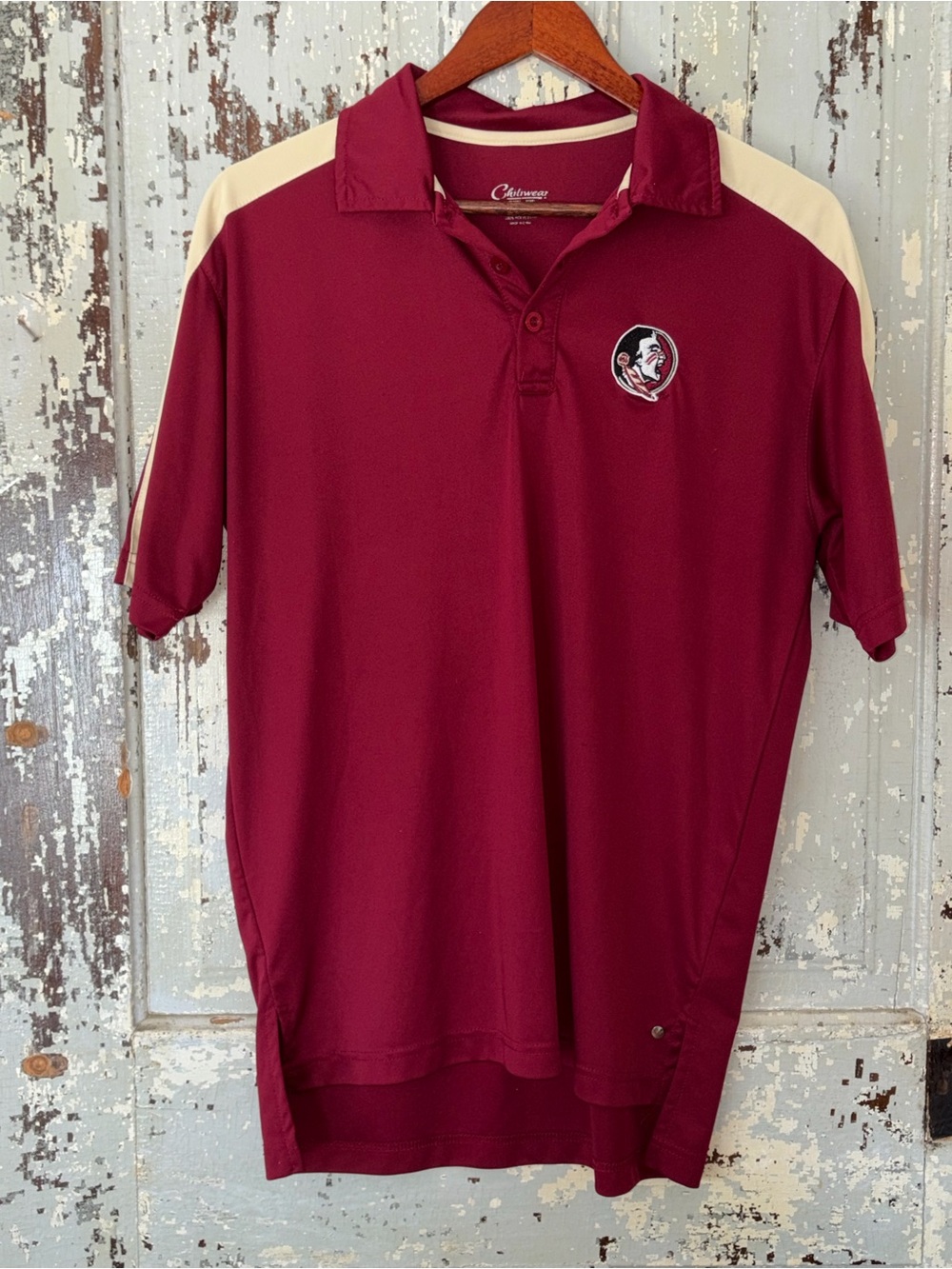 Champion Maroon Short-Sleeve Polo with Cream Shoulder Panels
